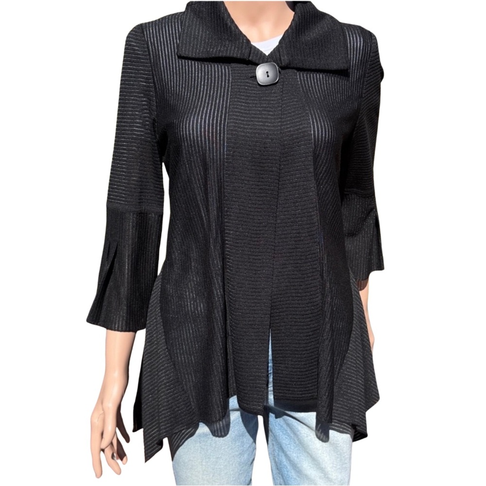 Ming Wang Black Textured Knit Jacket Size XS